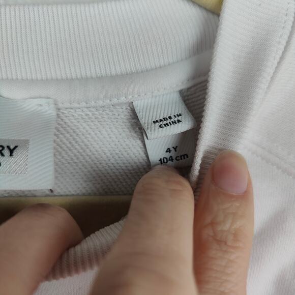 Burberry Pullover Sweatshirt Girls 4Y White‎ Kaleidoscope Bear Nova Check Cotton - Picture 8 of 10